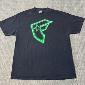 Vintage‎ Famous Stars and Straps T-Shirt Black Neon Logo Skater Y2K XL